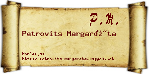 Petrovits Margaréta névjegykártya